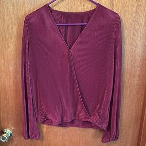 Elegant Burgundy V-Neck Blouse